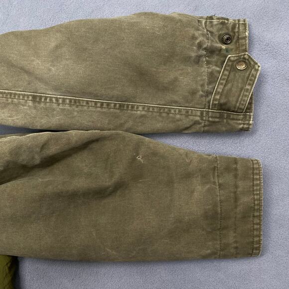 Vtg 80s 90s Dual Control Canvas Leather Bomber Flight Jacket Mens M Quilted Line - Picture 9 of 16